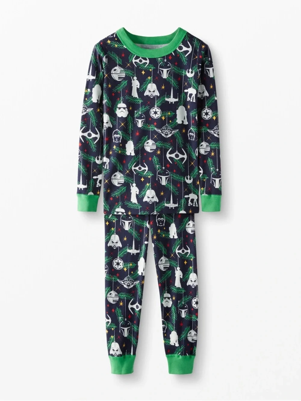 Hanna Andersson x Star Wars Christmas Tree Ornaments Pajamas (Navy/Green) Size 6